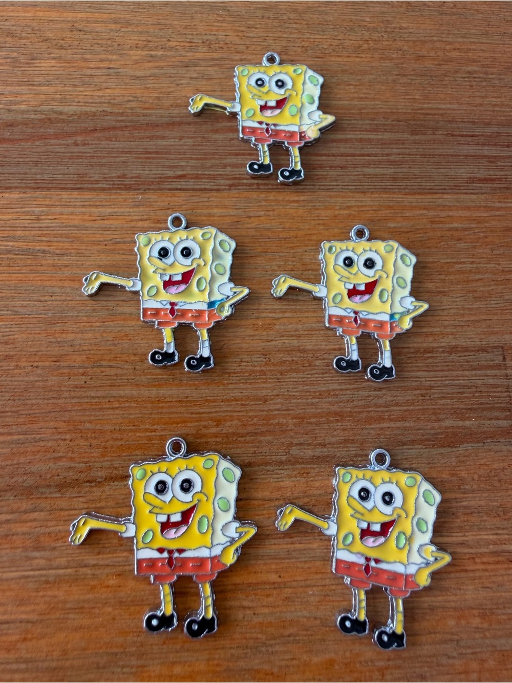 5 SpongeBob Style Metal Charms for Jewelry Craft Making